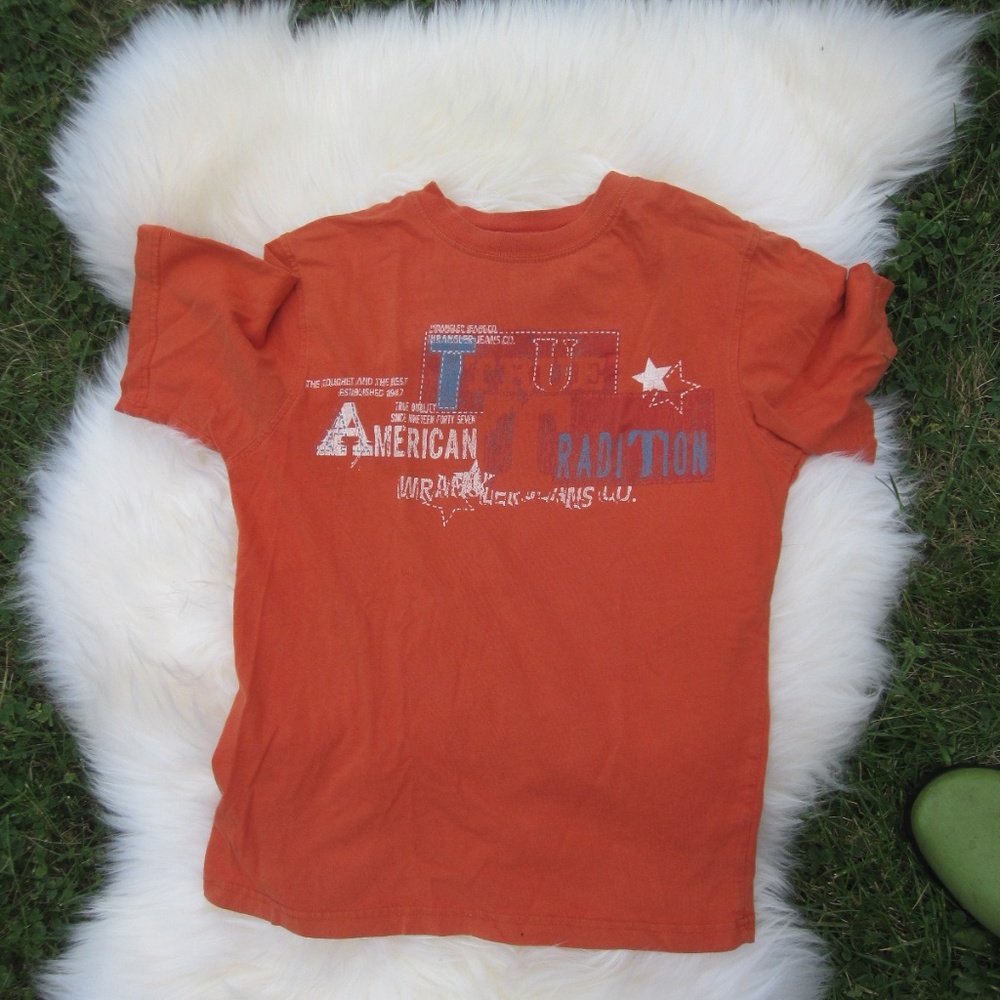 🔥4/$25🔥orange wrangler boys tshirt size L (10/12)